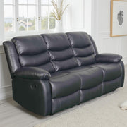 Conrad Black Leather 3 Seater Manual Recliner Sofa