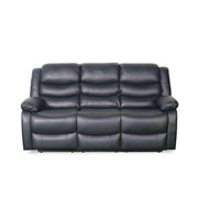Conrad Black Leather 3 Seater Manual Recliner Sofa