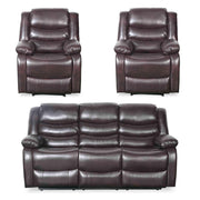 Conrad Brown Leather 3+1+1 Seater Manual Recliner Sofa Set