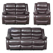 Conrad Brown Leather 3+2+1 Seater Manual Recliner Sofa Set