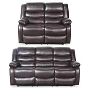 Conrad Brown Leather 3+2 Seater Manual Recliner Sofa Set