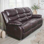 Conrad Brown Leather 3 Seater Manual Recliner Sofa