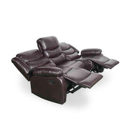 Conrad Brown Leather 3 Seater Manual Recliner Sofa