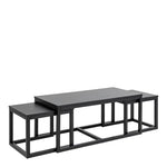 Cornus Square Coffee Table Set in Matt Black Set of 3 
