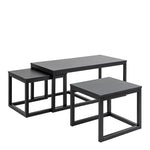 Cornus Square Coffee Table Set in Matt Black Set of 3 