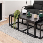 Cornus Square Coffee Table Set in Matt Black Set of 3 