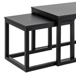 Cornus Square Coffee Table Set in Matt Black Set of 3 