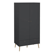 Cumbria Wardrobe with 2 Doors + 2 Drawers Dark Grey 