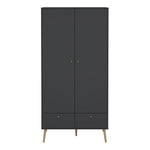 Cumbria Wardrobe with 2 Doors + 2 Drawers Dark Grey 