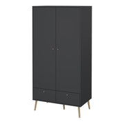 Cumbria Wardrobe with 2 Doors + 2 Drawers Dark Grey 
