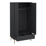 Cumbria Wardrobe with 2 Doors + 2 Drawers Dark Grey 