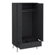 Cumbria Wardrobe with 2 Doors + 2 Drawers Dark Grey 