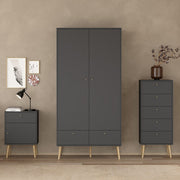 Cumbria Wardrobe with 2 Doors + 2 Drawers Dark Grey 