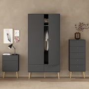 Cumbria Wardrobe with 2 Doors + 2 Drawers Dark Grey 