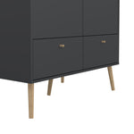Cumbria Wardrobe with 2 Doors + 2 Drawers Dark Grey 