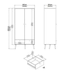 Cumbria Wardrobe with 2 Doors + 2 Drawers Dark Grey 