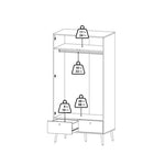 Cumbria Wardrobe with 2 Doors + 2 Drawers Dark Grey 
