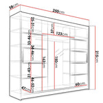 Dart VI 250cm Sliding Door Wardrobe White 