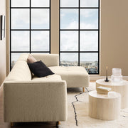 Dice Round Coffee Table Set in Light Travertine Effect 