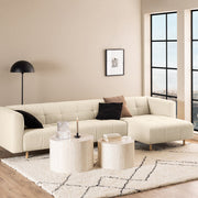 Dice Round Coffee Table Set in Light Travertine Effect 