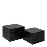 Dice Square Coffee Table Set in Black Marble Effect 