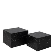Dice Square Coffee Table Set in Black Marble Effect 