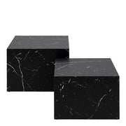 Dice Square Coffee Table Set in Black Marble Effect 