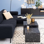 Dice Square Coffee Table Set in Black Marble Effect 