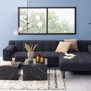 Dice Square Coffee Table Set in Black Marble Effect 