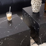 Dice Square Coffee Table Set in Black Marble Effect 