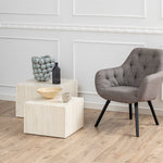 Dice Square Coffee Table Set in Light Travertine Effect 