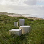 Dice Square Coffee Table Set in Light Travertine Effect 
