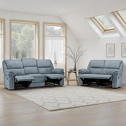 Elio Grey Fabric 3+2 Seater Manual Recliner Sofa Set