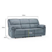 Elio Grey Fabric 3 Seater Manual Recliner Sofa