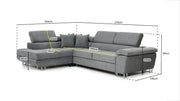 Fenwick Sofabed - Grey Left Hand Facing Corner - 270 x 202 CM 