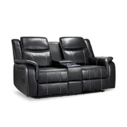 Galaxy Black Faux Leather 2 Seater Electric Recliner Sofa with Console