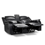 Galaxy Black Faux Leather 2 Seater Electric Recliner Sofa with Console