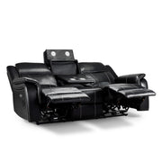 Galaxy Black Faux Leather 3 Seater Electric Recliner Sofa