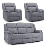 Galaxy Grey Fabric 3+1+1 Seater Electric Recliner Sofa Set