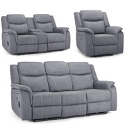 Galaxy Grey Fabric 3+2+1 Seater Electric Recliner Sofa Set