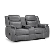 Galaxy Grey Faux Leather 2 Seater Electric Recliner Sofa with Console