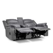 Galaxy Grey Faux Leather 2 Seater Electric Recliner Sofa with Console