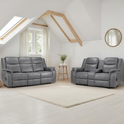 Galaxy Grey Faux Leather 3+2 Seater Electric Recliner Sofa Set
