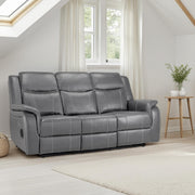 Galaxy Grey Faux Leather 3 Seater Electric Recliner Sofa