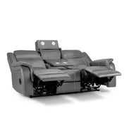 Galaxy Grey Faux Leather 3 Seater Electric Recliner Sofa