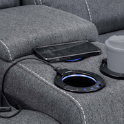 Galaxy Tech Grey Fabric 2 Seater Sofa