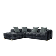 Genoa Charcoal Fabric Corner Sofa - LHF