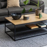 Gila Coffee Table with Open Shelf in Oak & Black 