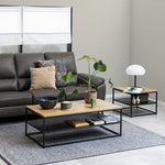 Gila Square Coffee Table with Open Shelf in Oak & Black 