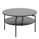 Goldington Round Coffee Table with Black Marble Melamine Top & Black Legs 
